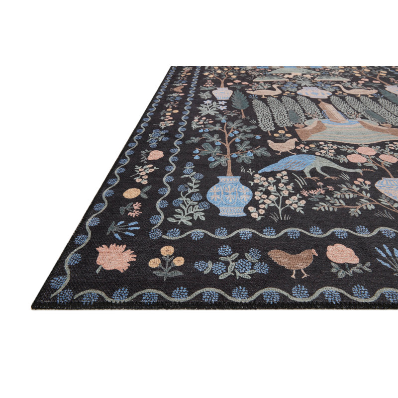 Rifle Paper Co. x Loloi Menagerie MEN03 Camont Black Rug & Reviews